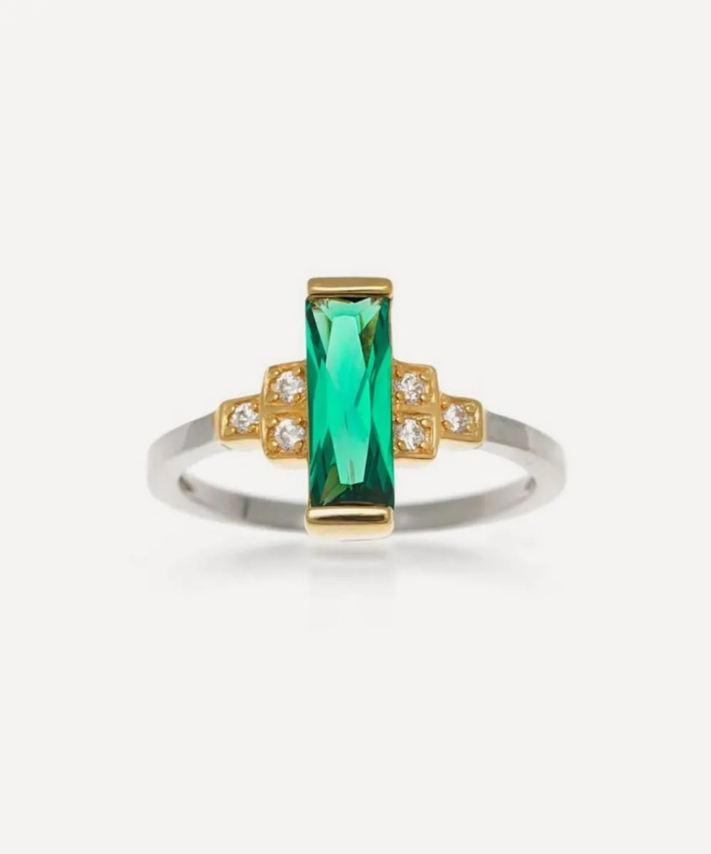 Laura Vann Rings^18ct Gold-Plated Audrey Green Ring