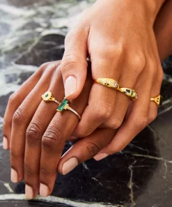 Laura Vann Rings^18ct Gold-Plated Audrey Green Ring