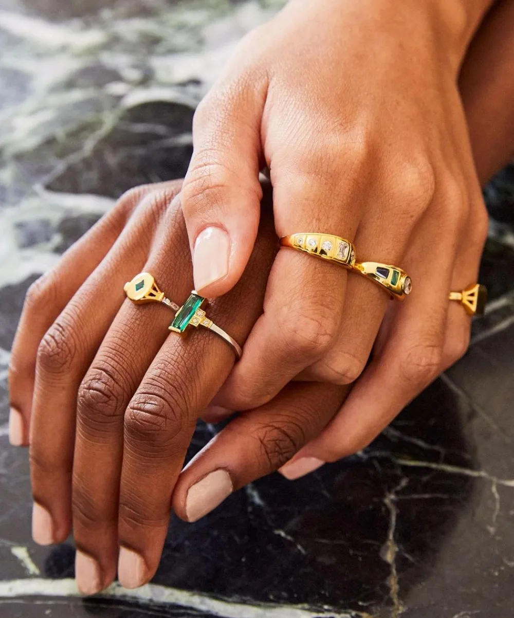 Laura Vann Rings^18ct Gold-Plated Audrey Green Ring