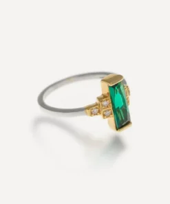 Laura Vann Rings^18ct Gold-Plated Audrey Green Ring