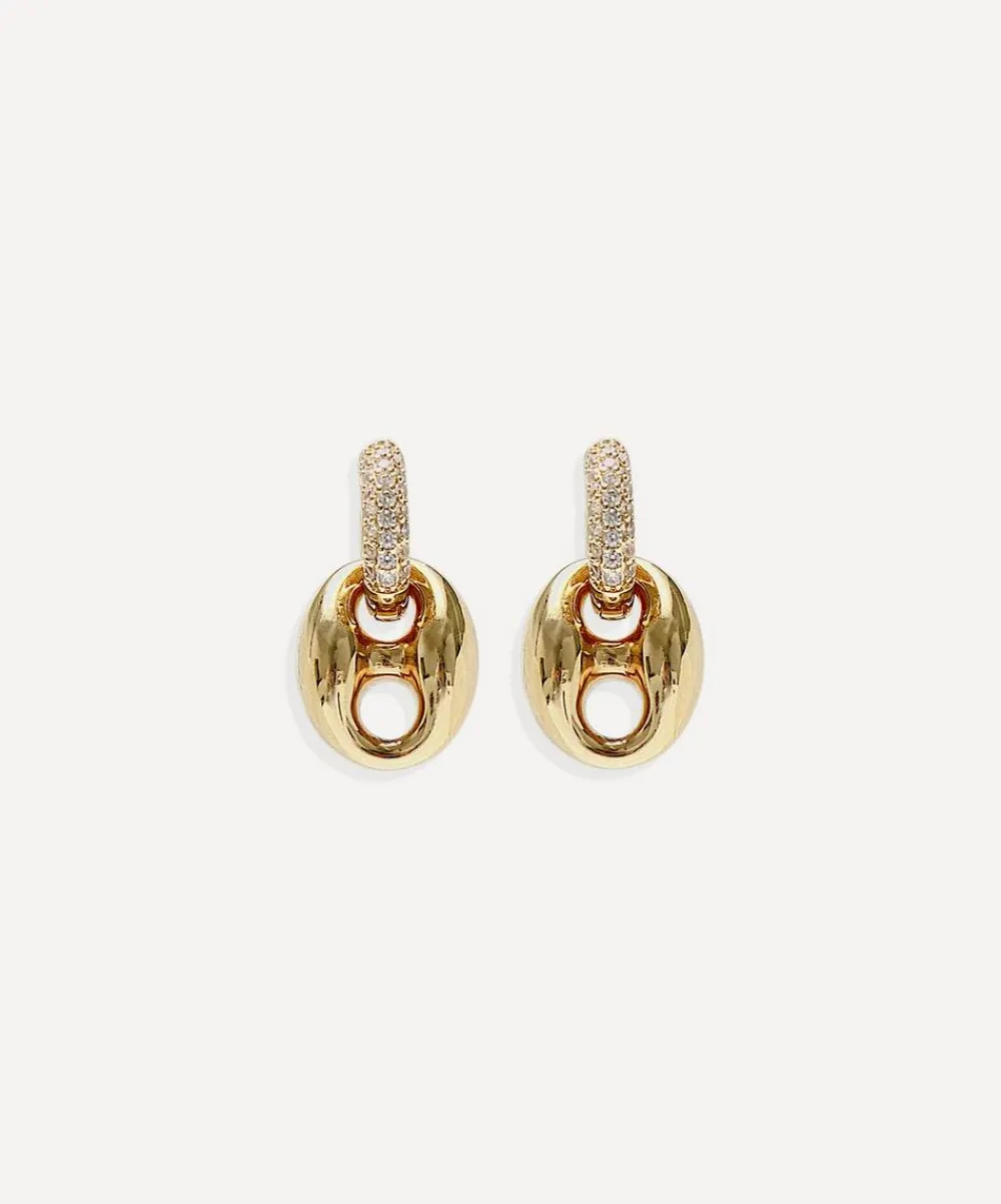 By Alona Earrings^18ct Gold-Plated Capri Drop Hoop Earrings