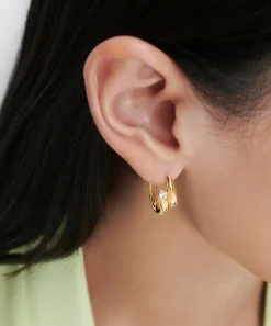 PDPAOLA Earrings^18ct Gold-Plated Caramelle Hoop Earrings