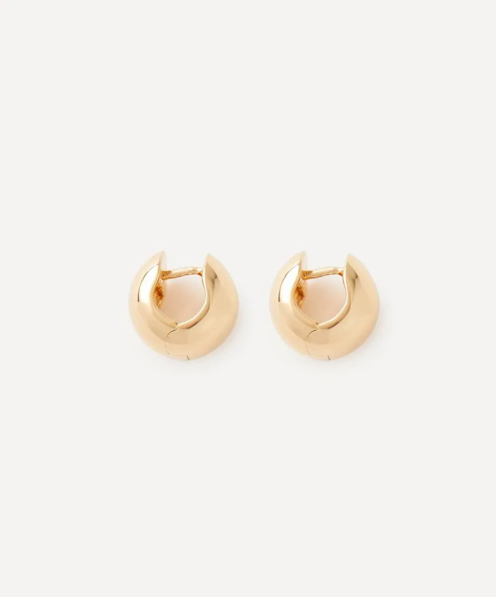 Annika Inez Earrings^14ct Gold-Plated Cigar Band Small Hoop Earrings