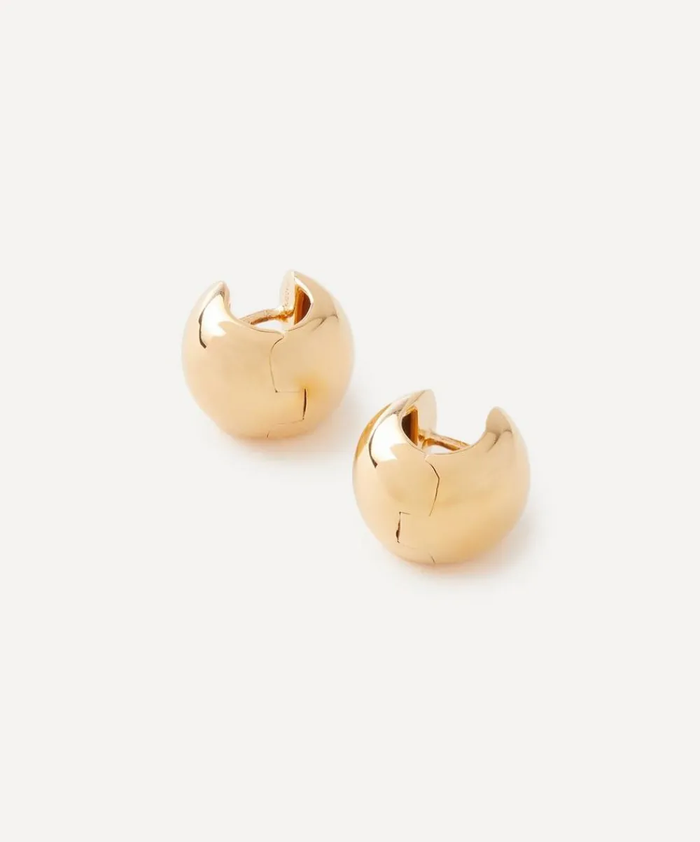 Annika Inez Earrings^14ct Gold-Plated Cigar Band Small Hoop Earrings