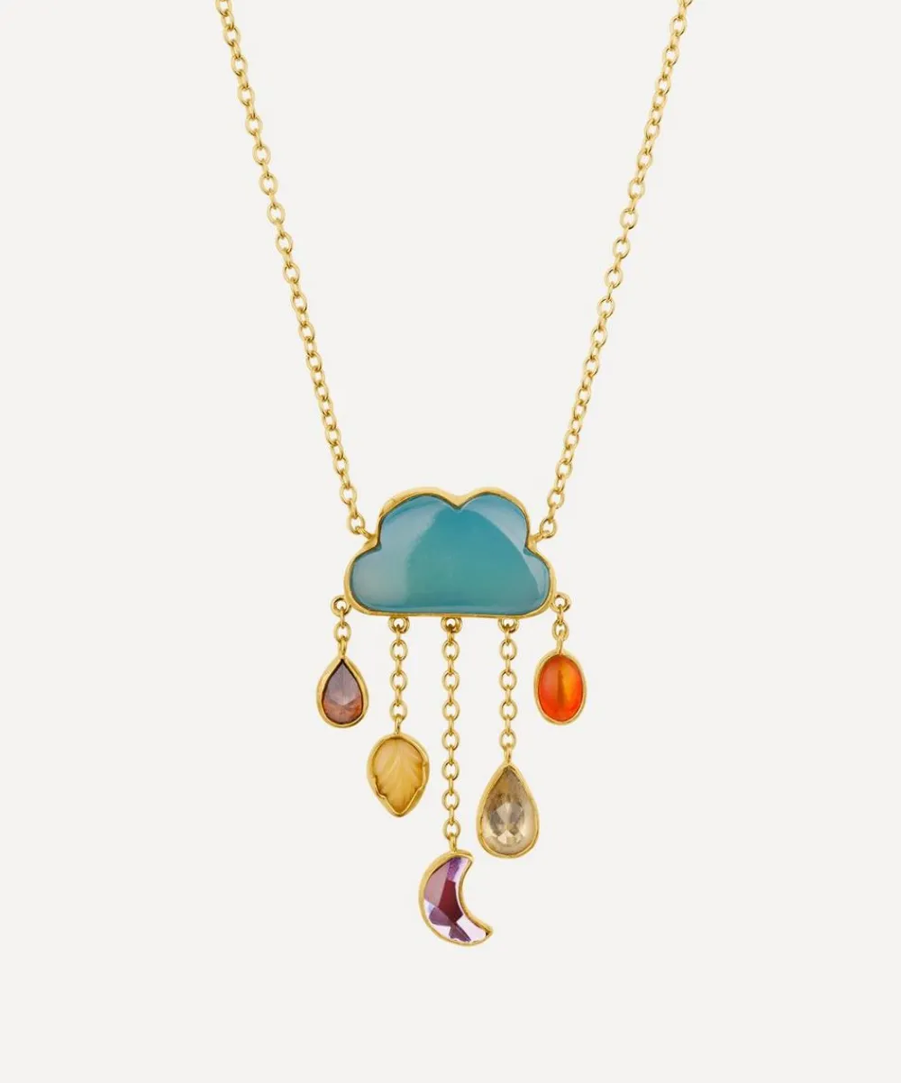 Grainne Morton Necklaces^18ct Gold-Plated Cloud and Rain Blue Chalcedony Chain Drop Necklace