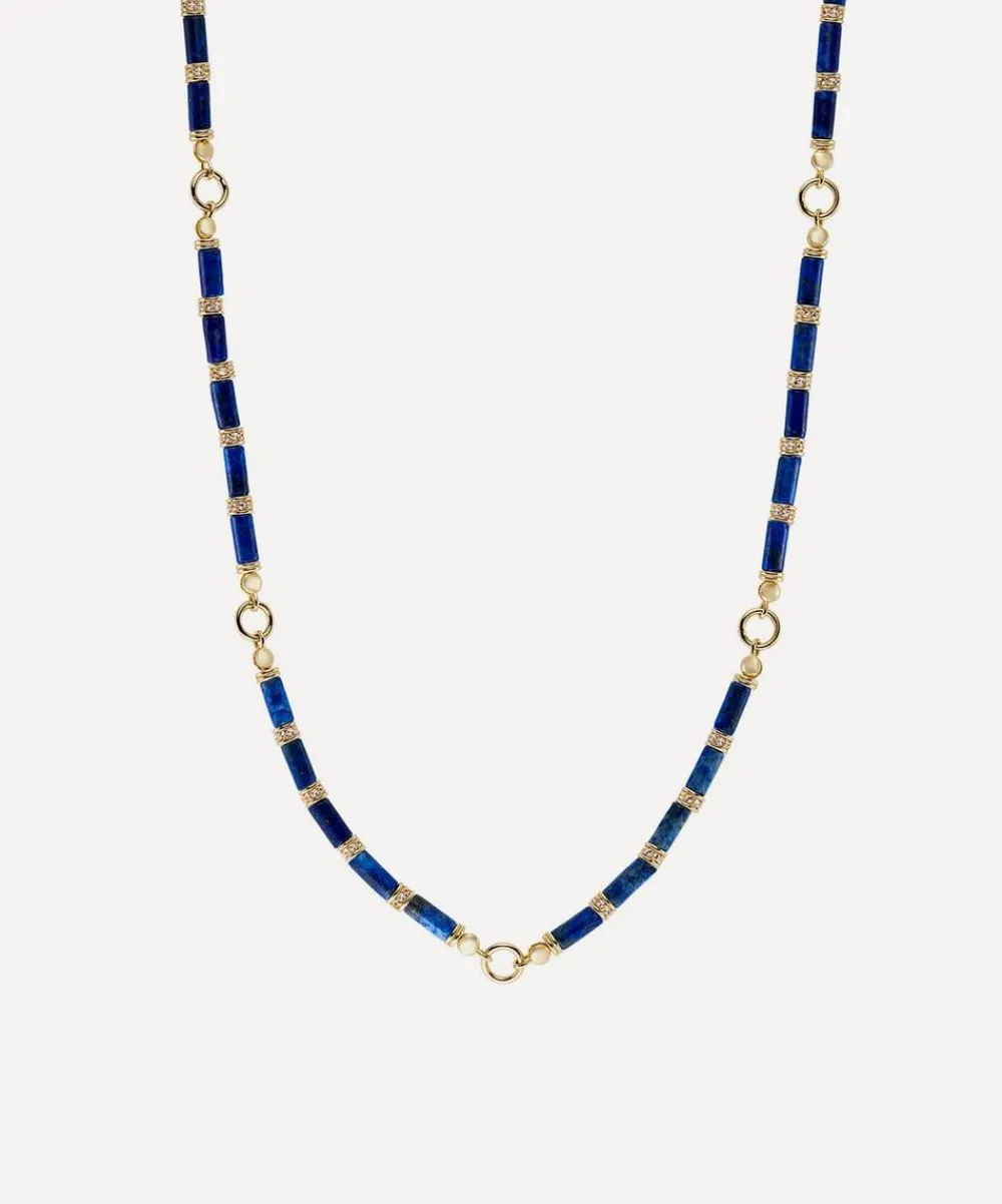 Laura Vann Necklaces^18ct Gold-Plated Column Lapis Bead Necklace