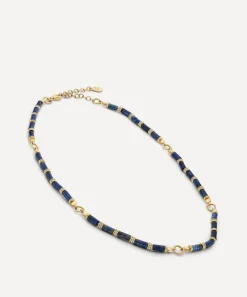 Laura Vann Necklaces^18ct Gold-Plated Column Lapis Bead Necklace