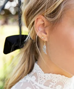Kirstie Le Marque Earrings^9ct Gold-Plated Diamond Angel Wing Drop Earrings