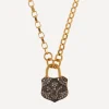 Kirstie Le Marque Necklaces^9ct Gold-Plated Diamond Chunky Lock Pendant Necklace