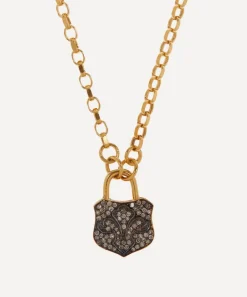 Kirstie Le Marque Necklaces^9ct Gold-Plated Diamond Chunky Lock Pendant Necklace