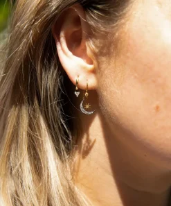 Kirstie Le Marque Earrings^9ct Gold-Plated Diamond Moon And Stars Drop Earrings