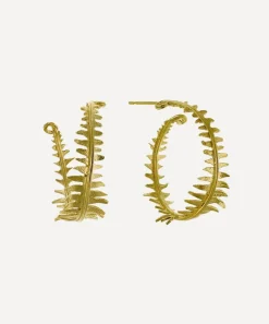 Alex Monroe Earrings^22ct Gold-Plated Fern Hoop Earrings
