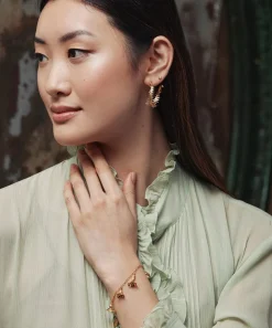 Alex Monroe Earrings^22ct Gold-Plated Fern Hoop Earrings
