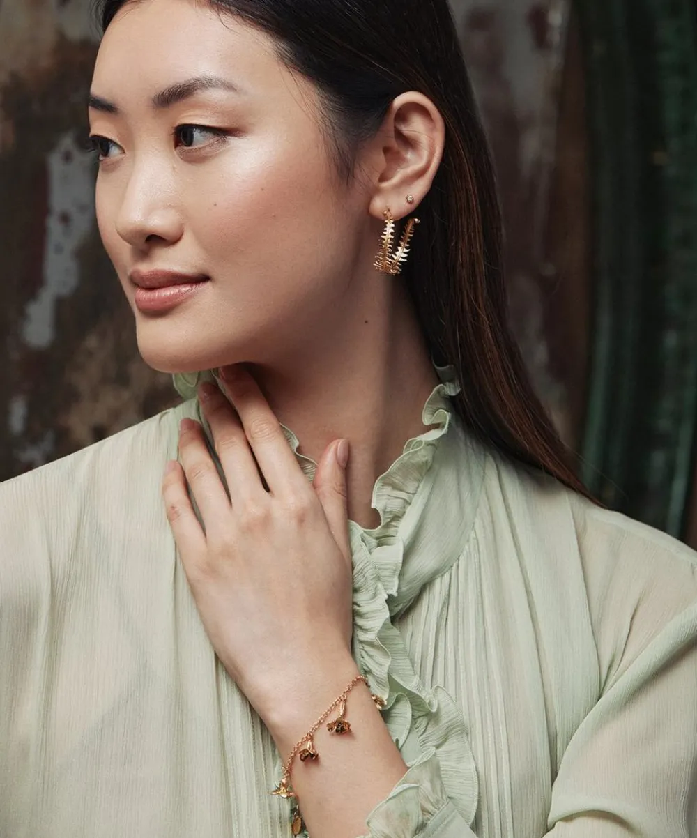 Alex Monroe Earrings^22ct Gold-Plated Fern Hoop Earrings