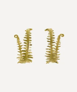 Alex Monroe Earrings^22ct Gold-Plated Fern Hoop Earrings