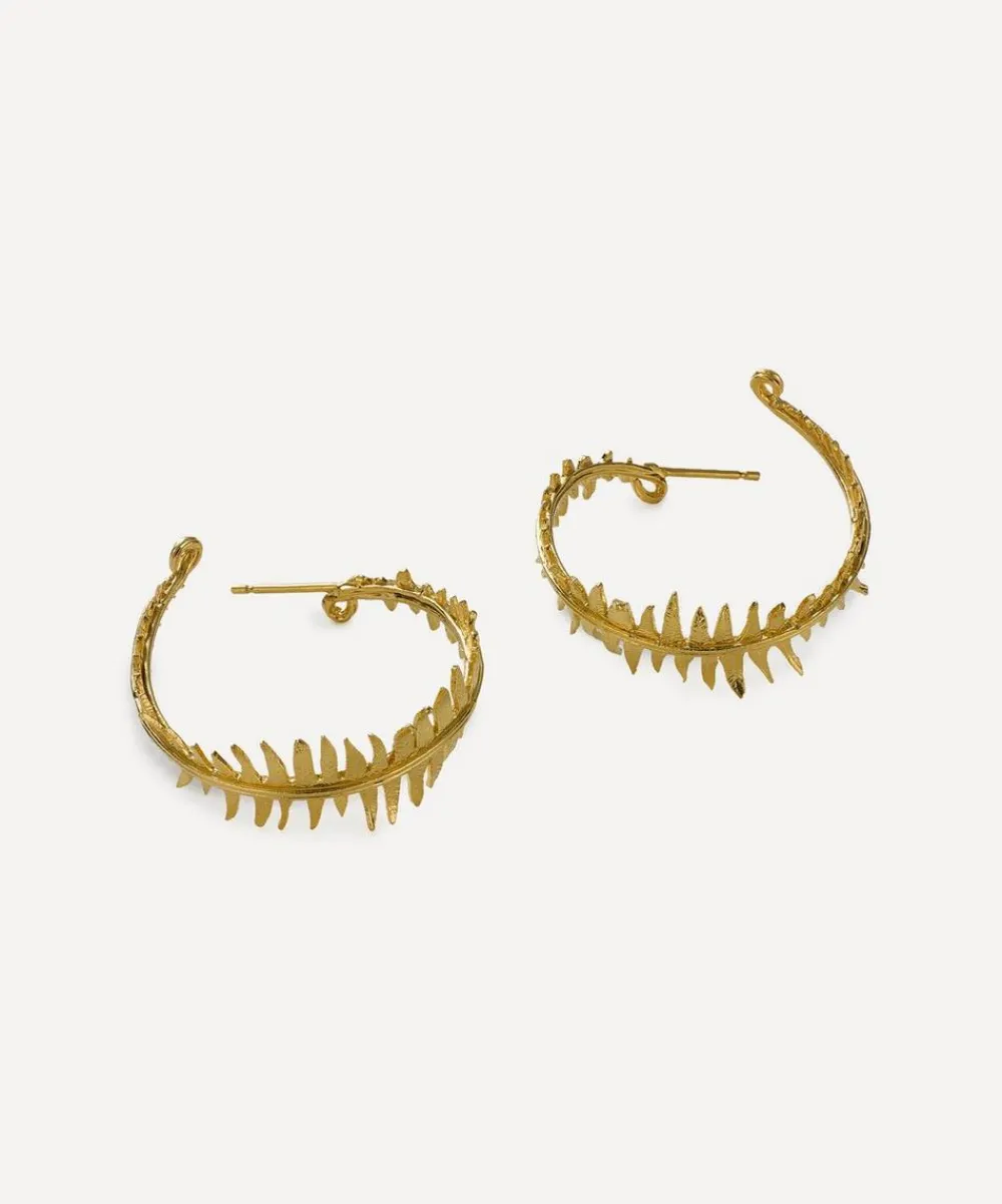 Alex Monroe Earrings^22ct Gold-Plated Fern Hoop Earrings