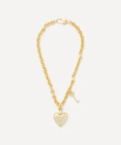 Martha Calvo Necklaces^14ct Gold-Plated Heart Lock and Key Pendant Necklace