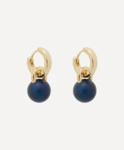 Kenneth Jay Lane Earrings^14ct Gold-Plated Huggie Lapis Ball Drop Earrings