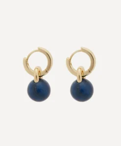 Kenneth Jay Lane Earrings^14ct Gold-Plated Huggie Lapis Ball Drop Earrings