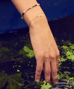Rachel Jackson Bracelets^22ct Gold-Plated Love Rose Quartz T-Bar Bracelet
