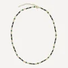 Laura Vann Necklaces^18ct Gold-Plated Marlowe Black Enamel and Green Stone Necklace