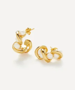 Missoma Earrings^18ct Gold-Plated Molten Pearl Twisted Mini Double Hoop Earrings