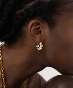 Missoma Earrings^18ct Gold-Plated Molten Pearl Twisted Mini Double Hoop Earrings