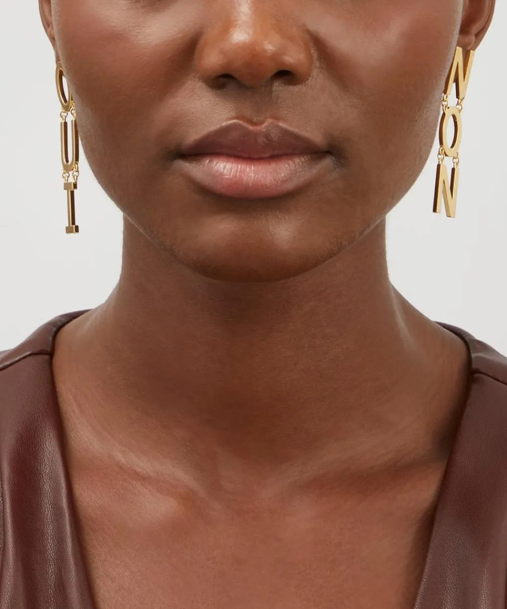 Martha Calvo Earrings^14ct Gold-Plated Non and Oui Drop Earrings