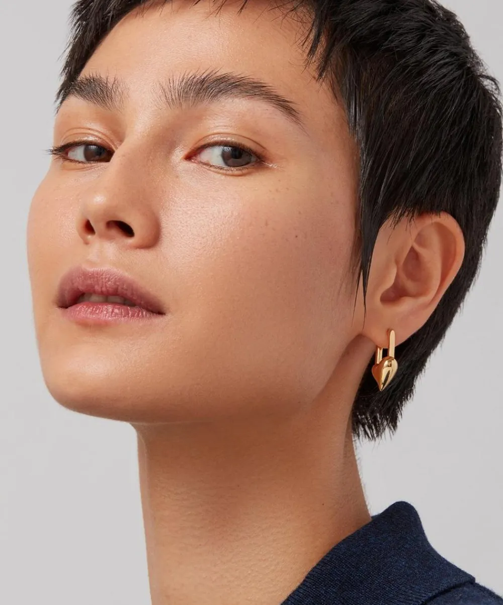 JENNY BIRD Earrings|Earrings^14ct Gold-Plated Padlock Heart Huggie Hoop Earrings