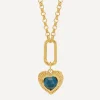 Rachel Jackson Necklaces^22ct Gold-Plated Personalised Electric Love Blue Topaz Hardware Heart Necklace