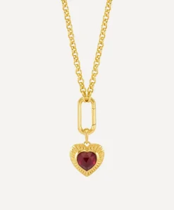 Rachel Jackson Necklaces^22ct Gold-Plated Personalised Electric Love Garnet Heart Pendant Necklace