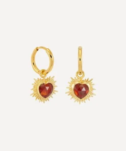 Rachel Jackson Earrings^22ct Gold-Plated Personalised Electric Love Garnet Huggie Hoop Earrings