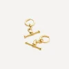 Missoma Earrings^18ct Gold-Plated Ridge T-Bar Drop Huggie Hoop Earrings