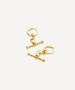 Missoma Earrings^18ct Gold-Plated Ridge T-Bar Drop Huggie Hoop Earrings