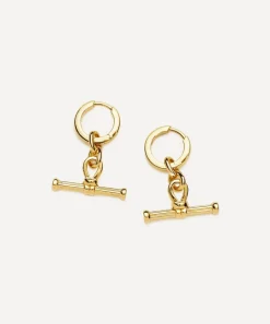Missoma Earrings^18ct Gold-Plated Ridge T-Bar Drop Huggie Hoop Earrings