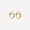 Anna + Nina Earrings^14ct Gold-Plated Roses Are Red Hoop Earrings