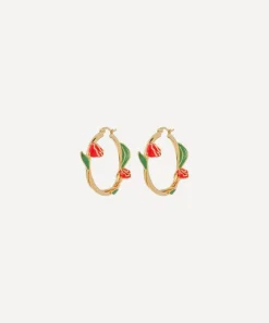 Anna + Nina Earrings^14ct Gold-Plated Roses Are Red Hoop Earrings