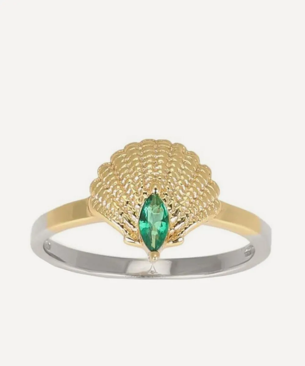 Laura Vann Rings^18ct Gold-Plated Silver Pamela Shell Pendant Ring