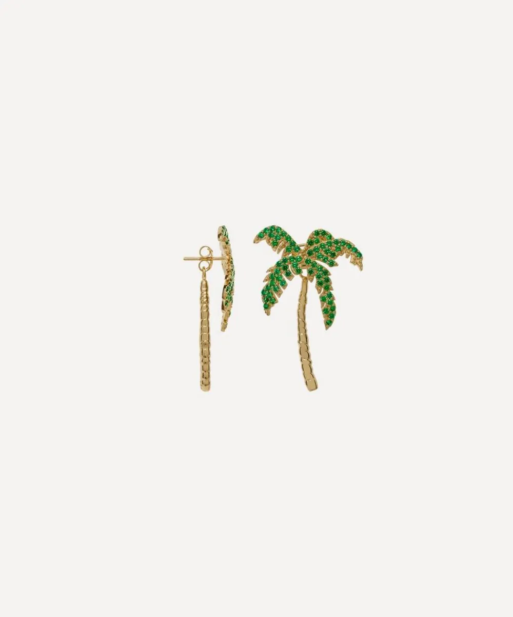 Anna + Nina Earrings^14ct Gold-Plated Single Palmier Stud Earring