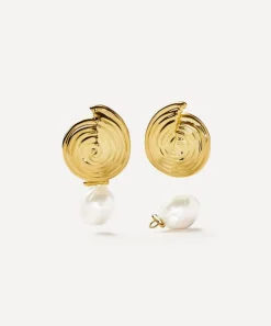 Missoma Earrings^18ct Gold-Plated Spiral Interchangeable Pearl Drop Earrings