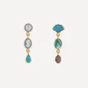Grainne Morton Earrings^18ct Gold-Plated Three Charm Moving Drop Earrings