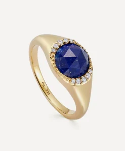 Astley Clarke Rings^18ct Gold-Plated Vermeil Silver Large Luna Lapis Signet Ring