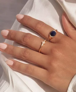 Astley Clarke Rings^18ct Gold-Plated Vermeil Silver Large Luna Lapis Signet Ring
