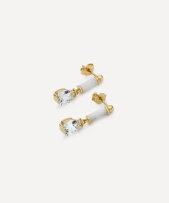 Laura Vann Earrings^18ct Gold-Plated Vermeil Silver Column Cushion Drop Earrings