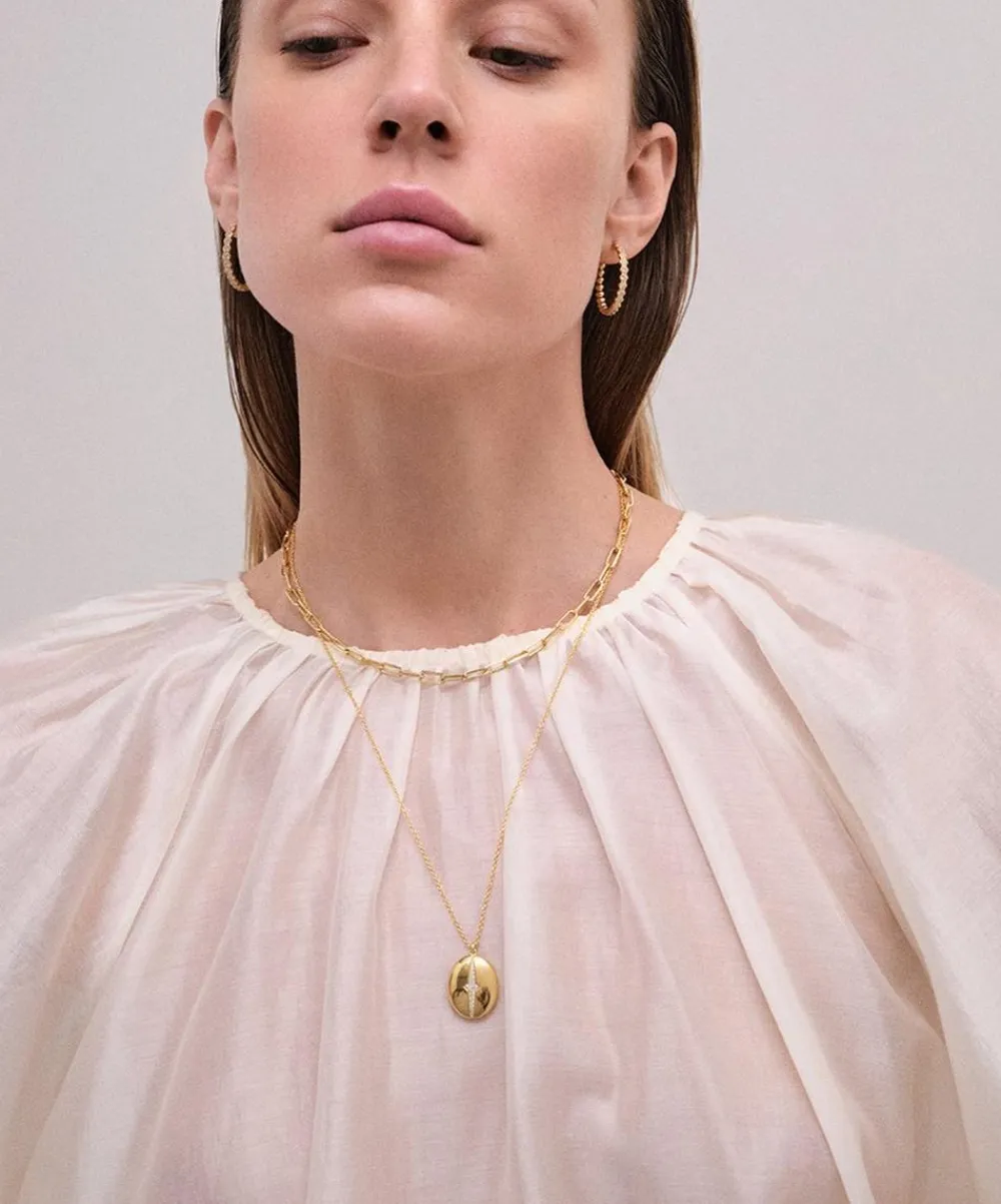 Astley Clarke Necklaces^18ct Gold-Plated Vermeil Silver Luna Oval Locket Necklace