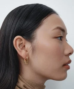 Otiumberg Earrings^14ct Gold-Plated Vermeil Silver Gathered Sonder Hoop Earrings