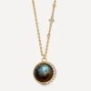 Astley Clarke Necklaces^18ct Gold-Plated Vermeil Silver Large Luna Labradorite Pendant Necklace