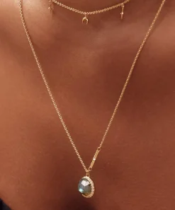 Astley Clarke Necklaces^18ct Gold-Plated Vermeil Silver Large Luna Labradorite Pendant Necklace