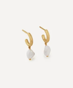 Monica Vinader Earrings^18ct Gold-Plated Vermeil Silver Nura Keshi Pearl Huggie Hoop Earrings