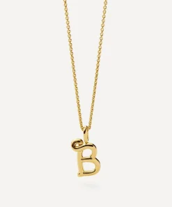 Missoma Necklaces^18ct Gold-Plated Vermeil Silver Curly Molten Mini B Initial Pendant Necklace